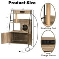 thumbnail image 2 of Nightstand Hidden Litter Box Side Table with Charging Stake Oak, 2 of 5