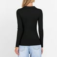 thumbnail image 4 of Lumtrix Womens Long Sleeve V Neck Polo Shirts Thumb Holes Business Casual Collared Tops Slim Fitted Basic 2026 Spring Tees Black L, 4 of 7