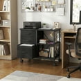 thumbnail image 3 of EDX 3 Drawer Mobile File Cabinet, Rolling Storage Cabinet with Open Storage Shelf, Fabric Lateral Filing Cabinet for Home Office, Black, 3 of 8