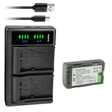 Kastar 1-Pack CGR-D08S Battery and LTD2 USB Charger Compatible with Panasonic NV-DS11  NV-DS11EN  NV-DS11ENA  NV-DS11ENC  NV-DS12  NV-DS12B  NV-DS15  NV-DS20  NV-DS25  NV-DS27  NV-DS28  NV-DS29 Camera