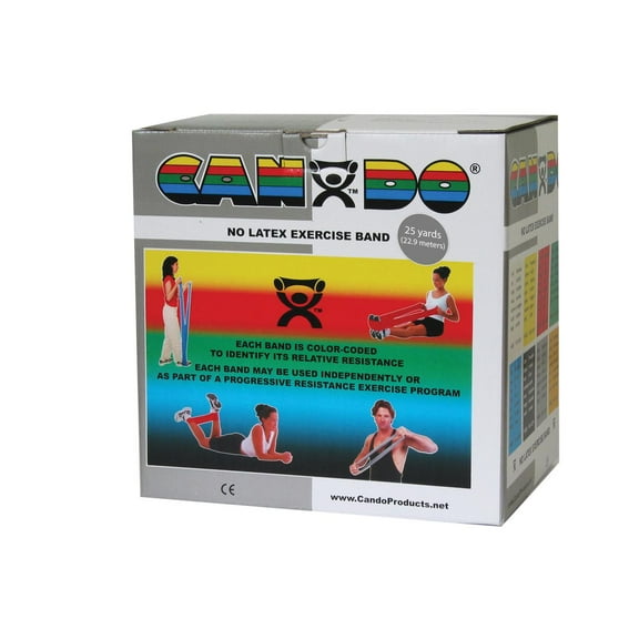 CanDo latex-free exercise band, silver, 25 yard dispenser