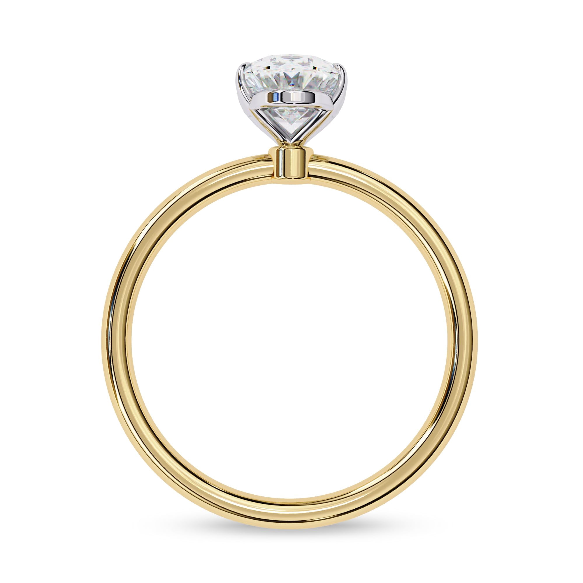AFFY Solitaire Engagement Rings For Women, Center 9x6mm Oval Cut Lab Created Moissanite Wedding Anniversary Ring in 10K Solid Yellow Gold Size-5.5