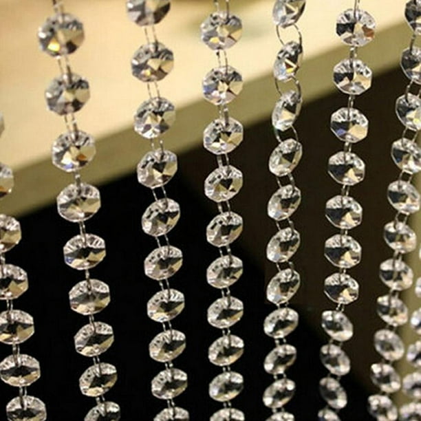 10 Pack Door String Curtain Beaded Trim Clear Crystal Garland Chandelier Octagon Beads Chain For Home Decor Com 10 Pack Door String Curtain Beaded Trim, Crystal Bead Trim For Curtains