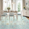 thumbnail image 3 of Fnova 5x7/8x10/9x12 Boho Oushak Area Rug, Colorful Washable Non-Slip Indoor Carpet Oriental Floral, Oeko-Tex Certified, Mint BLue, 3 of 15