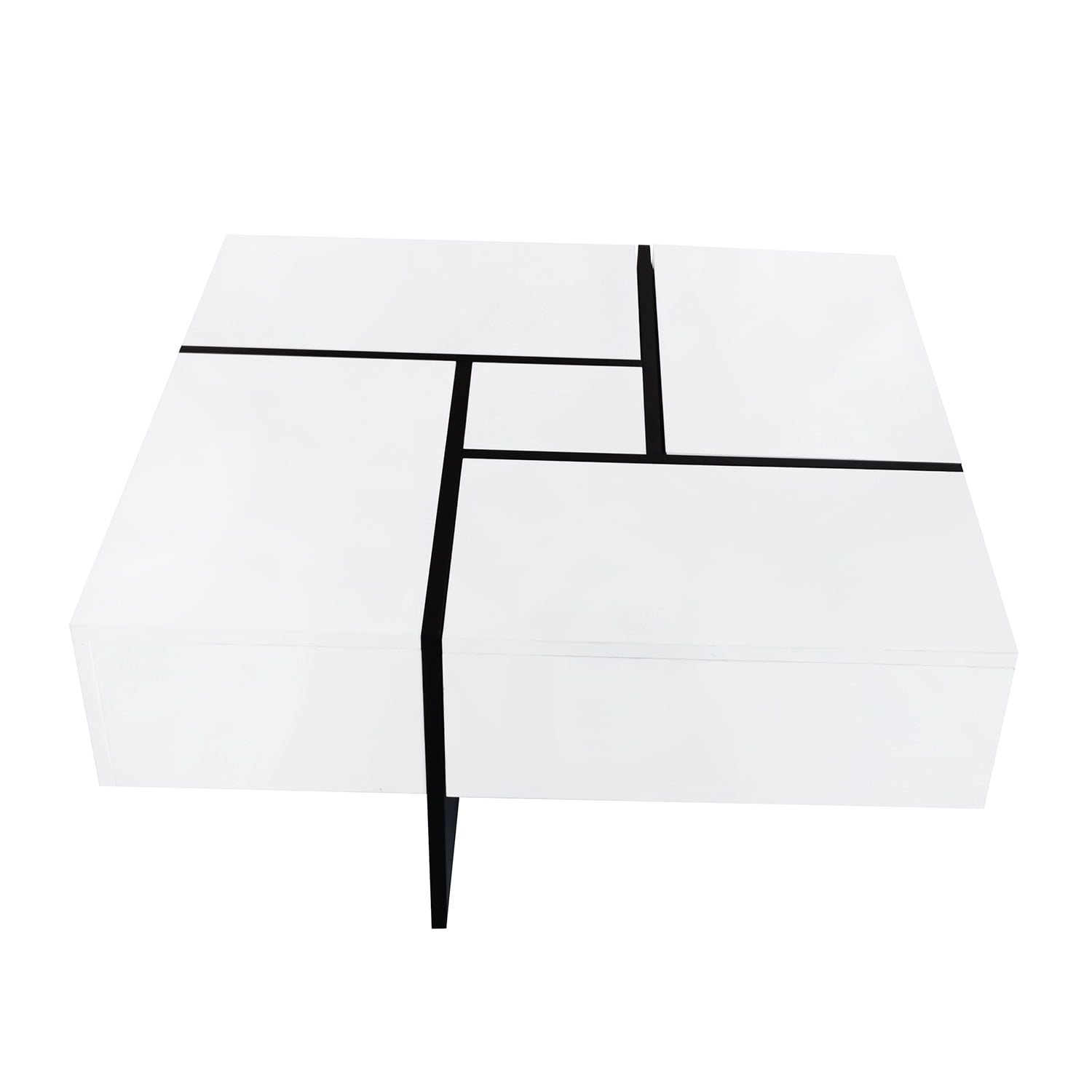 Kadyn Coffee Table, Square Cocktail Table with 4 Hidden Storage Compartments and Extendable Sliding Tabletop, White Kadyn Coffee Table, Square Cocktail Table with 4 Hidden Storage Compartments and Extendable Sliding Tabletop, White