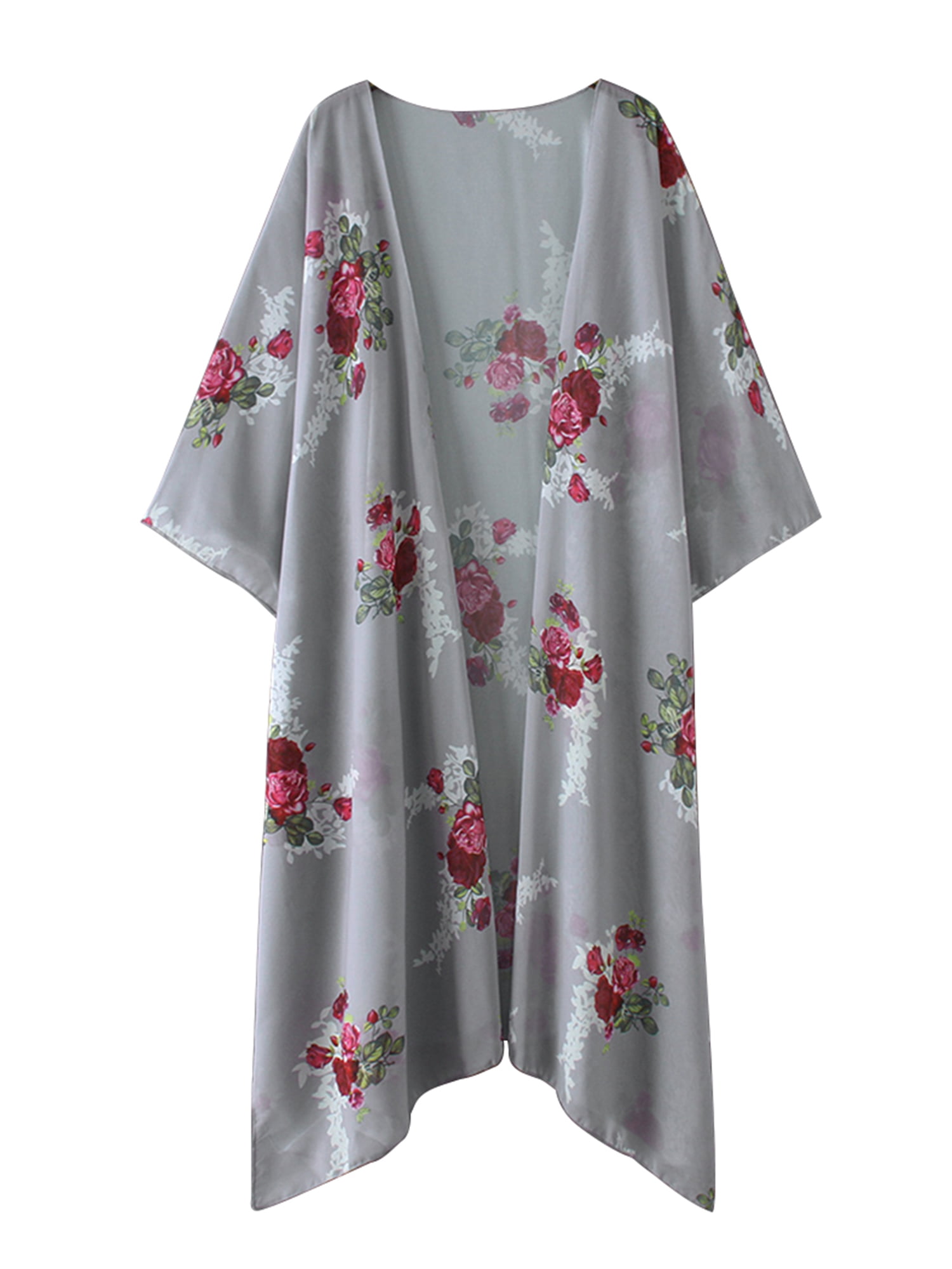Yonhee Cardigans Kimono Floral en mousseline de soie imprimé châle lâche vêtements de plage bohème dété décontracté Maillots de bain cardigan pour femme