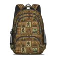 thumbnail image 2 of Bigfoot and Plaid Brown Pattern Backpack for School, Cute School Bag with Adjustable Shoulder Straps and Padded Back, 16.9"x12.6"x5.9", 2 of 3