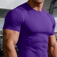 thumbnail image 6 of Jinhomg Men's Compression Shirts Short Sleeve Workout Gym T-Shirt Cool Running Tops Soft Comfy Base Layer Athletic Undershirts Sportswear Purple,XXXL, 6 of 7