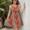 thumbnail image 3 of Lobster Art Prints Women's Tank Dress V Neck Sleeveless Summer Sundress, 3 of 7