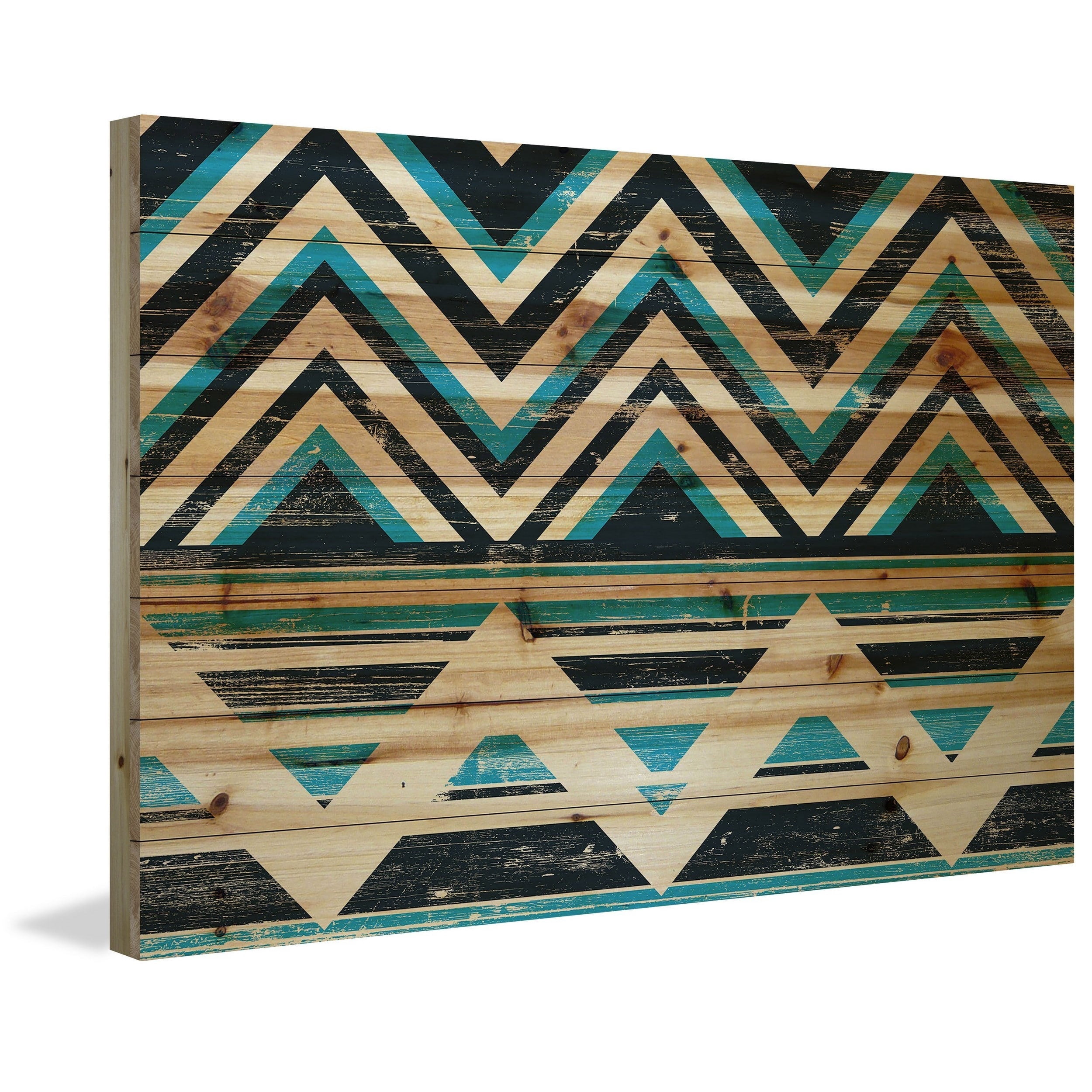 Marmont Hill - "Blue and Black" Painting Art Print on Natural Pine Wood