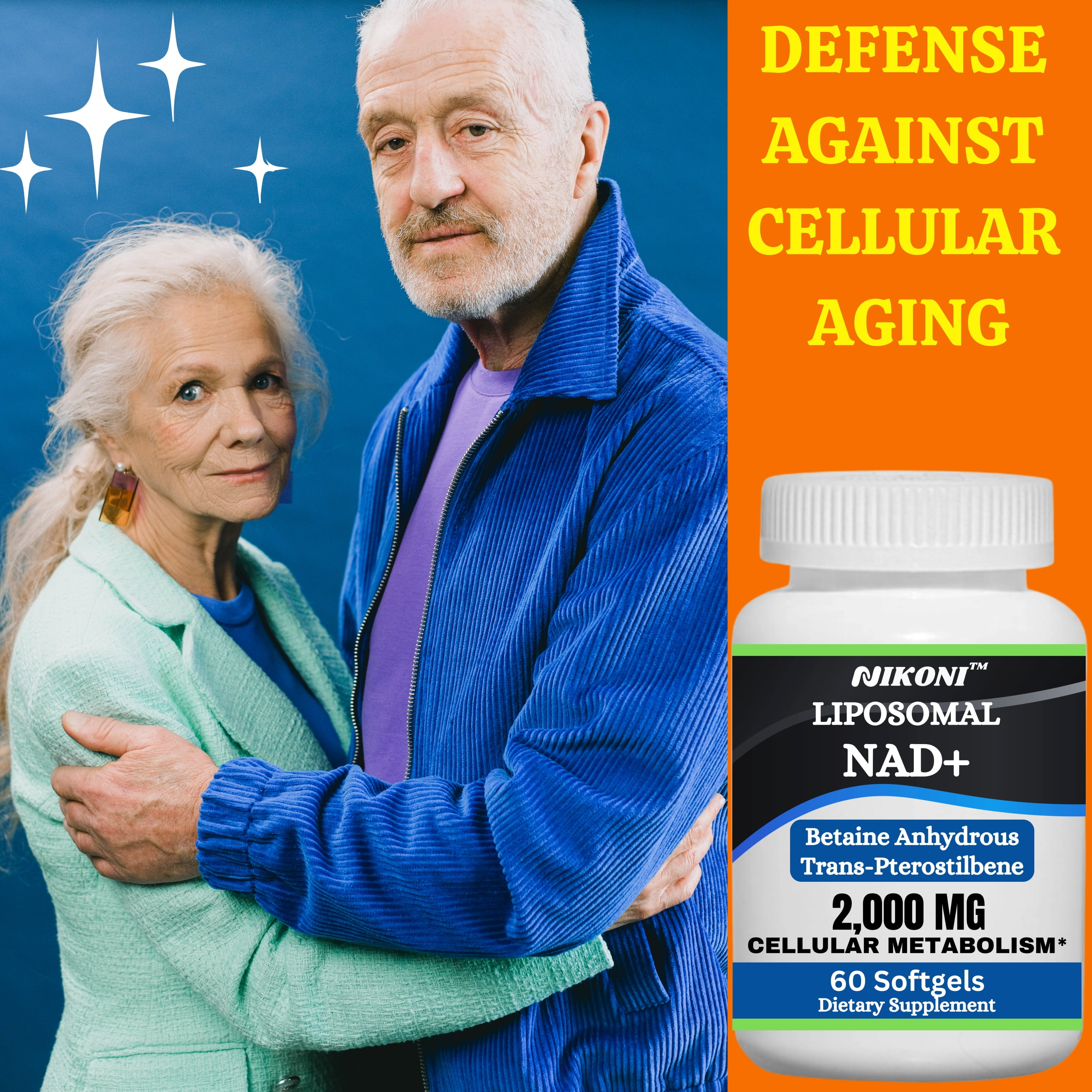 Nikoni Liposomal NAD+ Supplement, 2000 mg NAD with Betaine, Supports Cellular Energy & Metabolism – 60 Softgels
