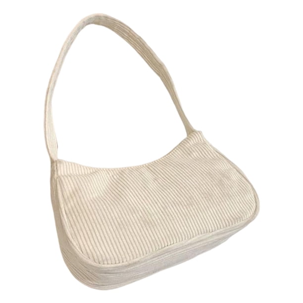 Bolso de hombro para mujer, moderno bolso de playa con cremallera, bolso de mano para vacaciones Blanco