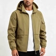 thumbnail image 5 of LYSMORA Mens Hooded Softshell Jacket Cargo Sleeve Pocket Zipper Side Pockets Elastic Cuff Windproof Daily Outdoor Coat, 5 of 8