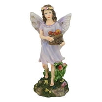 Whimsical Enchanted Garden Butterfly Fairy Carrying A Basket Of Apples Figurine