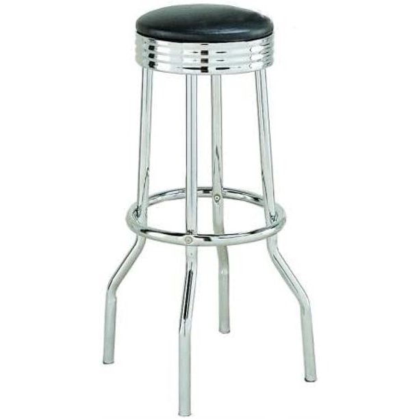 Set of 2 50s Retro Nostalgic Style Black Bar Stools 29"H