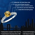 thumbnail image 2 of Gem Stone King 925 Silver and 10K Yellow Gold Yellow Citrine and Lab Grown Diamond Engagement Ring for Women | 0.98 Cttw | Round 6MM | Gemstone November Birthstone | Size 6, 2 of 6