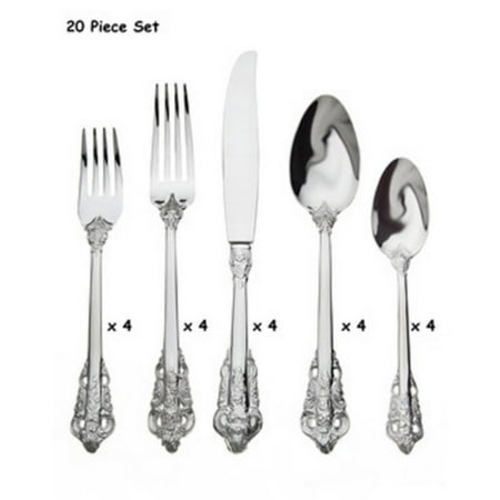 Grande Baroque Sterling Flatware - Godinger 18/10 Stainless Steel 20th Century Baroque 20 pc. Flatware Set