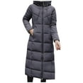 thumbnail image 4 of Sanbonepd Womens Coats Winter Loose Thicken Soild Color Trench Coat Zipper Hooded Long Quilted Jacket Parkas, 4 of 9