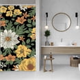 thumbnail image 2 of Boho Florals Shower Curtain Flower Tropical Leaves Art Vintage Small Tall Bathroom Curtain Cloth Fabric Black Background Waterproof Bathtub Curtain 36Wx72H, 2 of 6