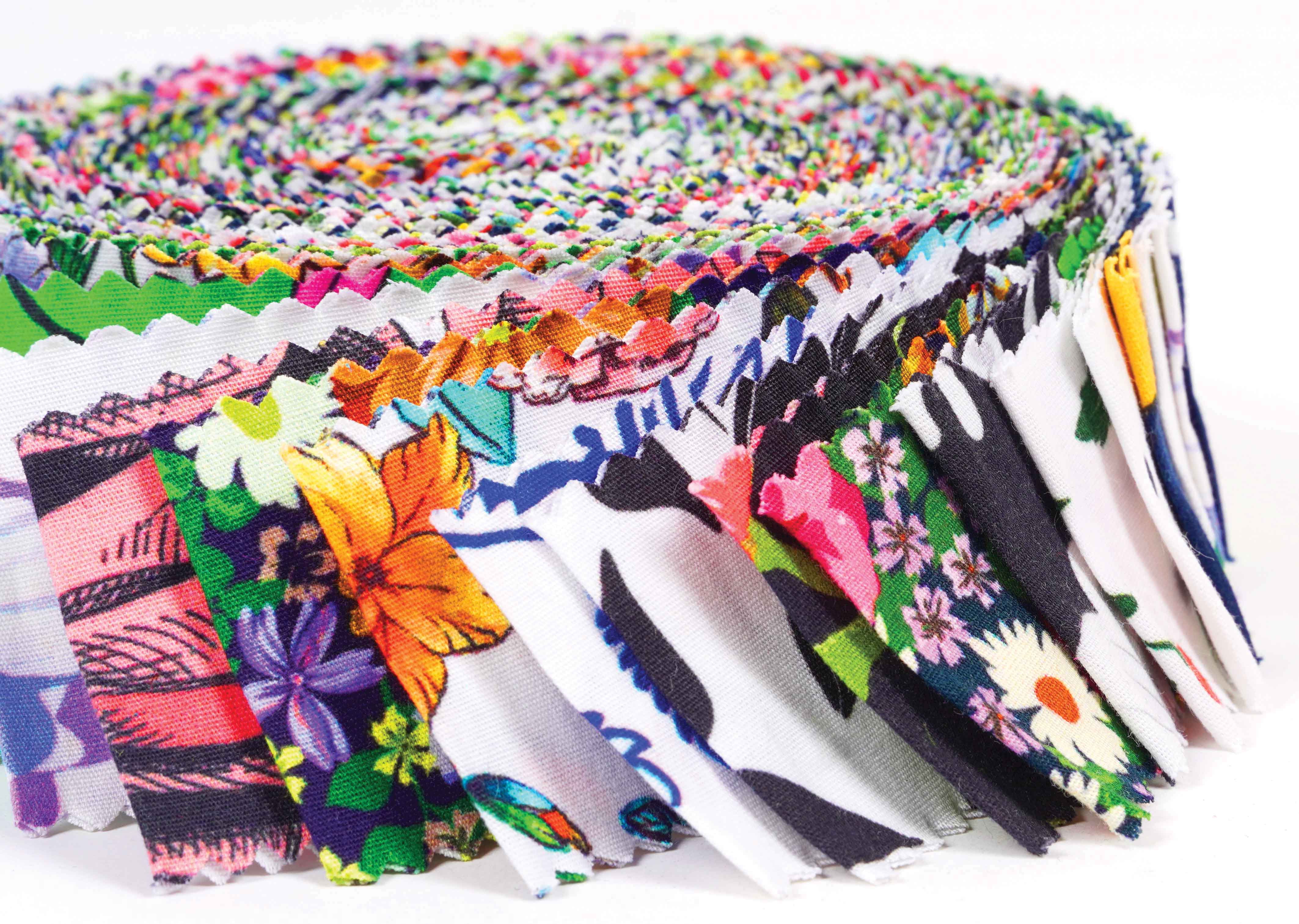 Soimoi 40Pcs Floral Print Precut Fabrics Strips Roll Up 1.5x42inches Cotton Jelly Rolls For Quilting - Multicolor