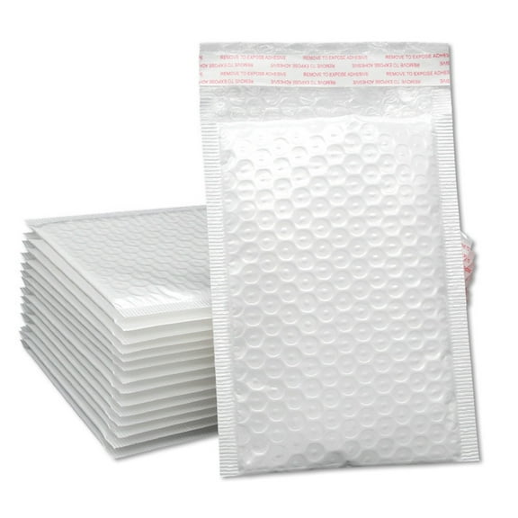 ANMINY Lightweight Poly Self Seal Bubble Mailers, 5"x7", White, 25 Pack