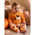thumbnail image 5 of RUINIXCW Toddler Baby Boy Girl Halloween Outfit Infant Baby Boy Girl Fall Winter Clothes Pumpkin Bat Embroidery Long Sleeve Sweatshirt with Pants Set, 5 of 8