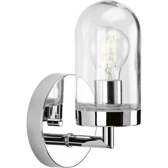 Signal Collection One-Light Polished Chrome Clear Glass Coastal Bath Vanity Light