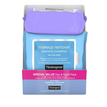 Neutrogena Makeup Remover Cleansing Towelettes Day and Night, 75 (Best Makeup Remover For Acne)