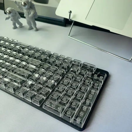 DUFDIE Crystal Transparent ISO Layout Keycaps 132 Keys CBSA Profile Backlit RGB Key Caps for MX Switch Mechanical Gaming Keyboard GK61