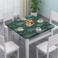 thumbnail image 3 of Dark Green Christmas Tree Pattern Square Fitted Tablecloth with Elastic Edge,Square Table Cover,Washable Elastic Table Cover for Home Kitchen Party Decor 34"x34", 3 of 6