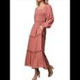 thumbnail image 1 of Vestido Elegante para Mujer, con Escote Cuadrado, Larga, Volantes, Cintura Alta, Ajustado, Plisado y Bolsillos, para y Otoño Coral M, 1 of 8