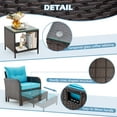 thumbnail image 6 of AVAWING 5 Pieces Patio Furniture Set, Outdoor Wicker Rattan Conversation Set with Ottoman & Table for Garden, Blue, 6 of 7