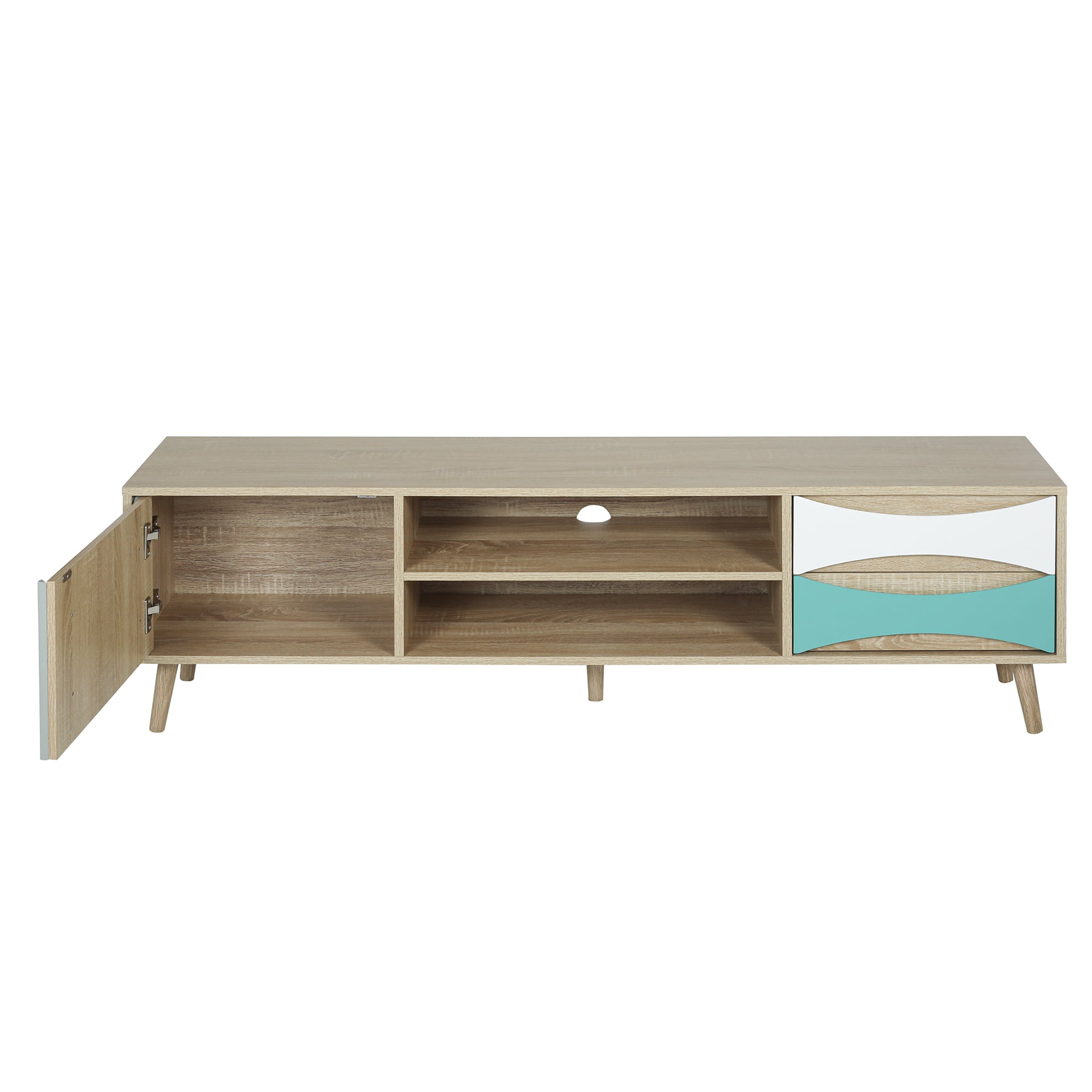 Kadyn 59" TV Stand, TV Console Table with Storage Cabinet and Shelves, TV Entertainment Center for TVs up to 57", Brown Oak Kadyn 59" TV Stand, TV Console Table with Storage Cabinet and Shelves, TV Entertainment Center for TVs up to 57", Brown Oak