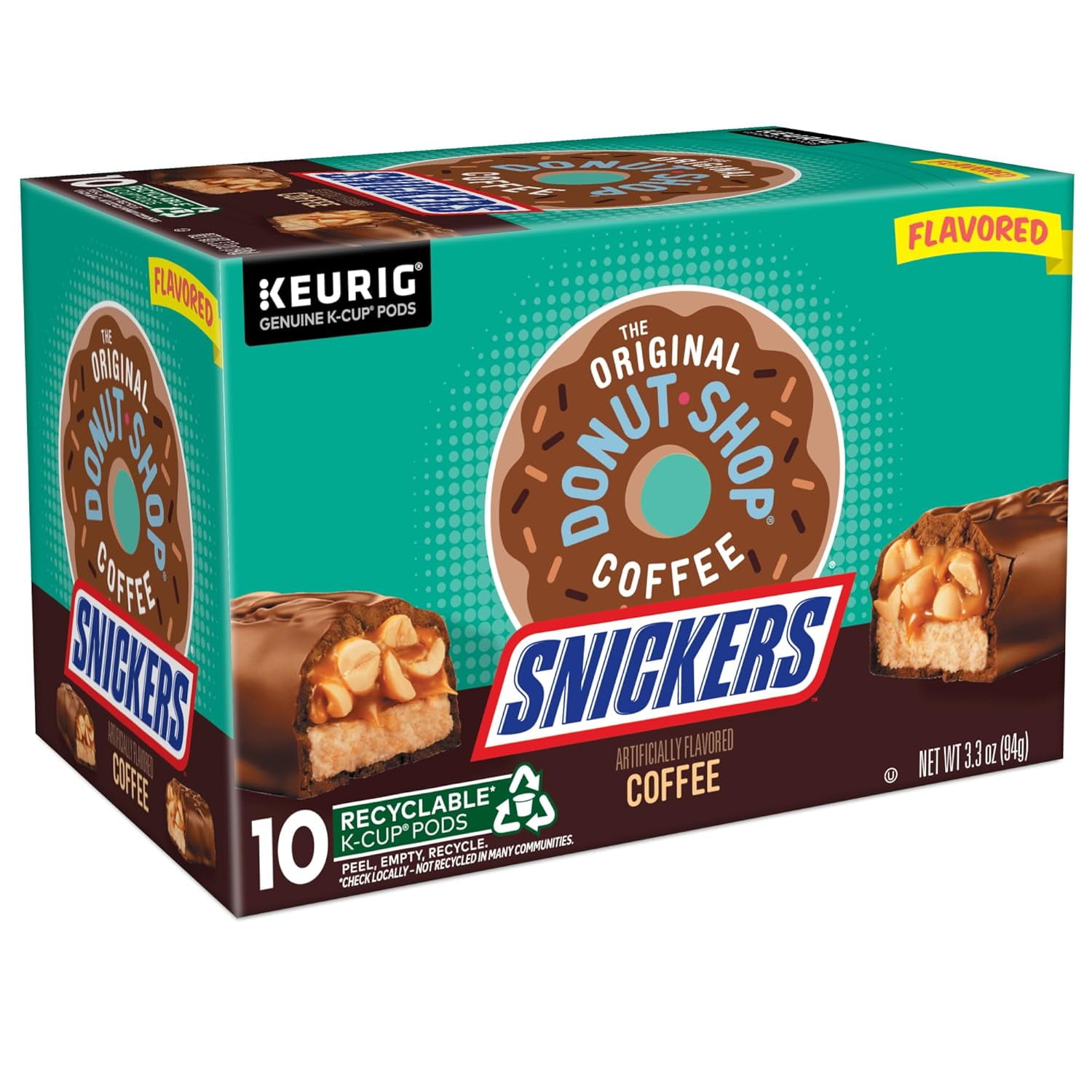 The Original Donut Shop Snickers and Twix Favored K-Cup Variety Value Pack - Light Roast - 20 Cups Total (10 each)