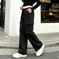 thumbnail image 5 of Sevevn Kids Girl's Cargo Sweatpants Wide Leg Baggy Athletic Pants Kids School Open Bottom Uniform Joggers with Pockets, 5 of 9