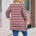 thumbnail image 5 of LiMoi Women's Plus Size Flattering Round Neck Top with Stripe Pattern 3/4 Sleeve Tees Tshirts Blouse My Order My Items, 5 of 5