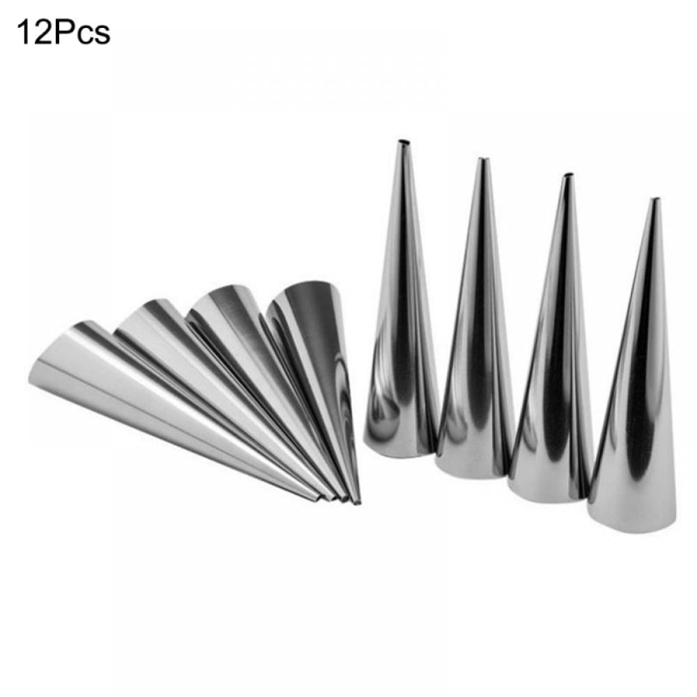 MEROTABLE Baking Cones Stainless Steel Spiral Croissant Tubes Horn