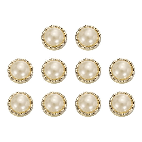 Uxcell 10pcs 21L Gold Faux Pearl Buttons 13mm 1/2" Plastic Round Sewing Button Replacement Craft Fastener for Coats Clothing DIY Decoration Crafts #13