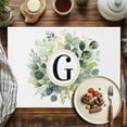thumbnail image 2 of Placemats Set of 6, Letter G Place Mats Alphabet Green Eucalyptus Leaves Tablemats Washable Placemat Table Decoration for Kitchen Table Dinner Party Home Decor Indoor Outdoor 13x19 Inch, 2 of 9