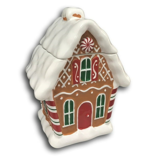 Gingerbread House Cookie Treat Jar Flower Vase Decorative Ceramic