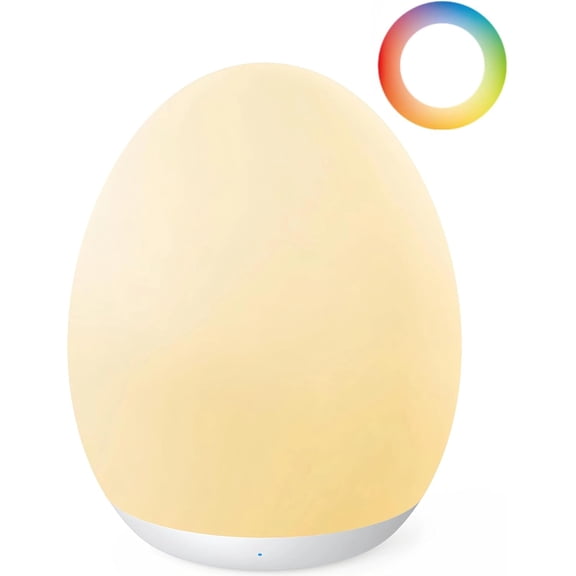 Night Light for Kids, Baby with 7 Colors Changing Mode & Stepless Dimming, Nursery BPA Free,Rechargeable Egg Breastfeeding 1h Timer Touch Control