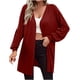 thumbnail image 2 of Puntoco Moda Mujer Sólido Suelto Manga Larga Cardigan Otoño Abrigo Blusa Rollbacks Puntoco Puntoco-2989, 2 of 6