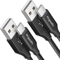 thumbnail image 1 of Cable de carga USB-A a USB-C de 3 pies, paquete de 2 unidades, negro, 1 of 7