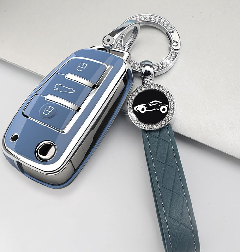 Audi Key Fob Cover Compatible With A1 A3 Q3 Q7 R8 A6L TT 3 Button Smart Remote Key Protector TPU Key Case Remote Key Holder