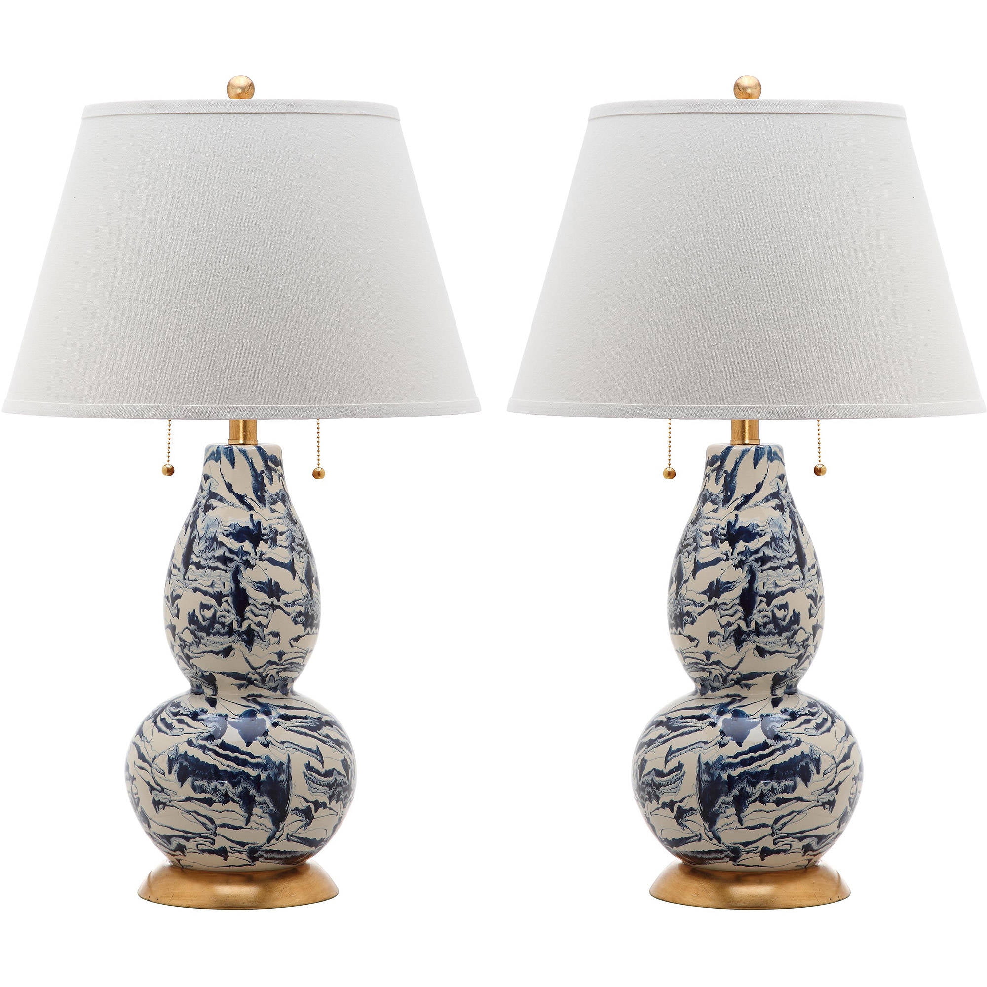 Safavieh LIT4159 28 in. H Color Swirls Gourd Glass Table Lamp, Set of 2