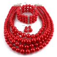 thumbnail image 1 of Gargantilla grande con cuentas de perlas sintéticas Yashi Color rojo Modelo 8118, 1 of 5