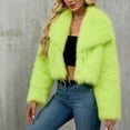 thumbnail image 3 of Women's Faux Fur Jacket Short Cropped Fluffy Coat Winter Warm Plush Outerwear Long Sleeve Fashion Party Streetwear, 3 of 6
