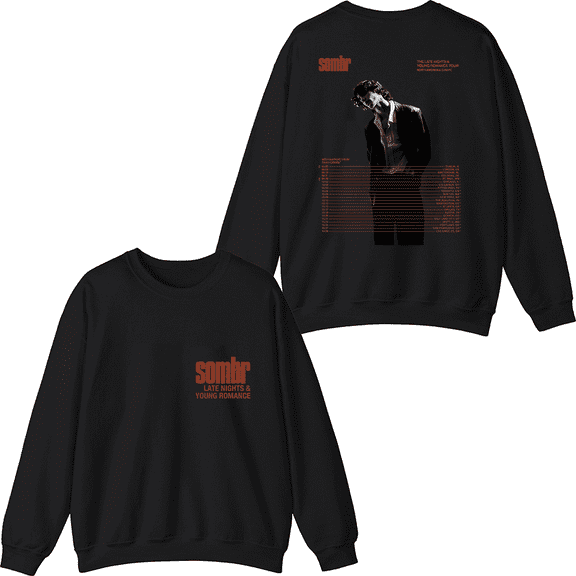 Sombr Merch The Late Nights Young Romance Tour Crewneck Sweatshirt Men Women Long Sleeve