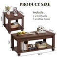 thumbnail image 4 of Leyaoyao 3-Piece Coffee Table Set with Open Shelf, Rustic Farmhouse End Table Set, Wood Furniture Set for Living Room, Walnut, 4 of 7