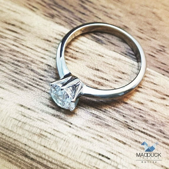 1 Carat SOLITAIRE Cubic Zirconia / Sterling Silver 925 Ring / Rhodium plated Nickel-Free / MadDuckJewels RG1732